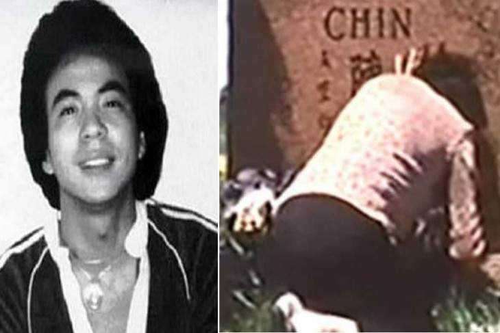 This photo shows Vincent Chin and his grave.